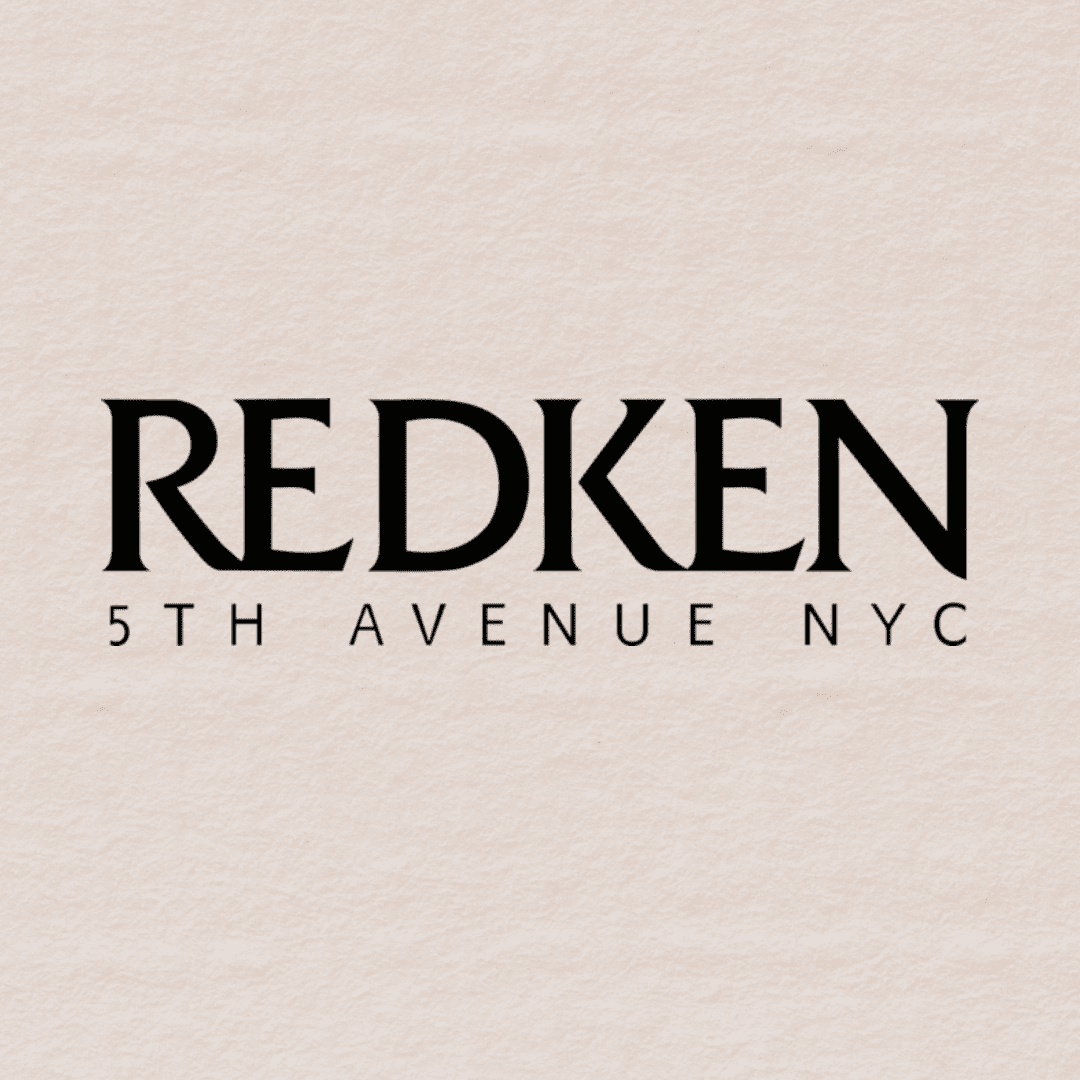 Redken 5th Avenue NYC logo on a beige textured background.